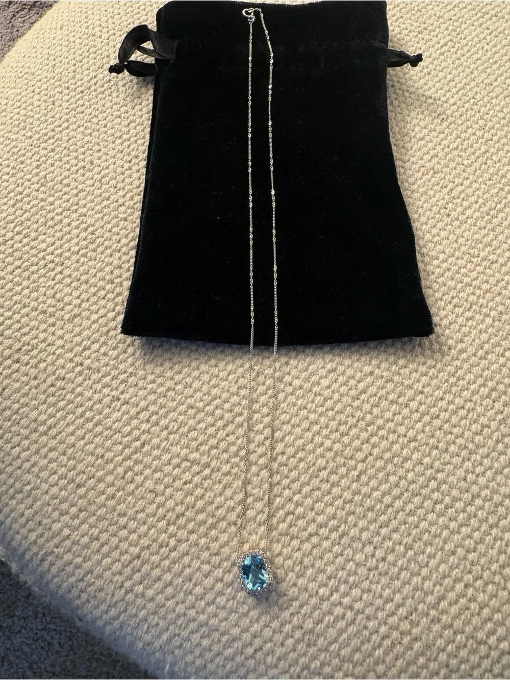 Sterling Silver Diamond & Blue Topaz Pendant Necklace